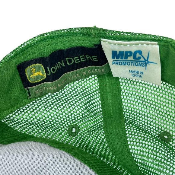 Vintage John Deere Trucker Hat Green Mesh Yellow Patch Snapback MPC Promotions - Picture 7 of 7